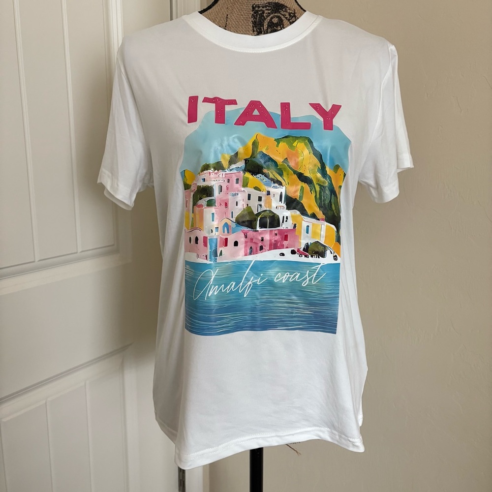 SHEIN Italy Amalfi Coast Italian Summer Graphic Shirt